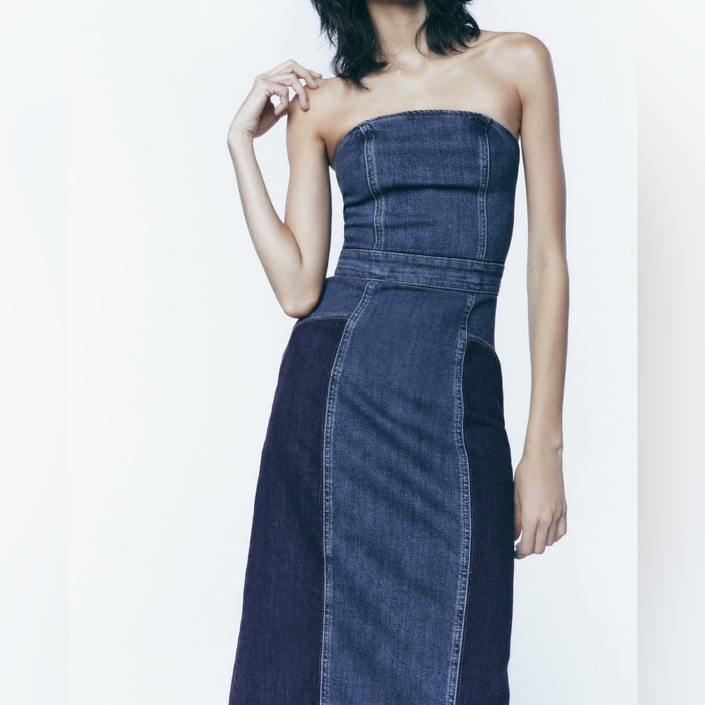 Zara patchwork denim dress